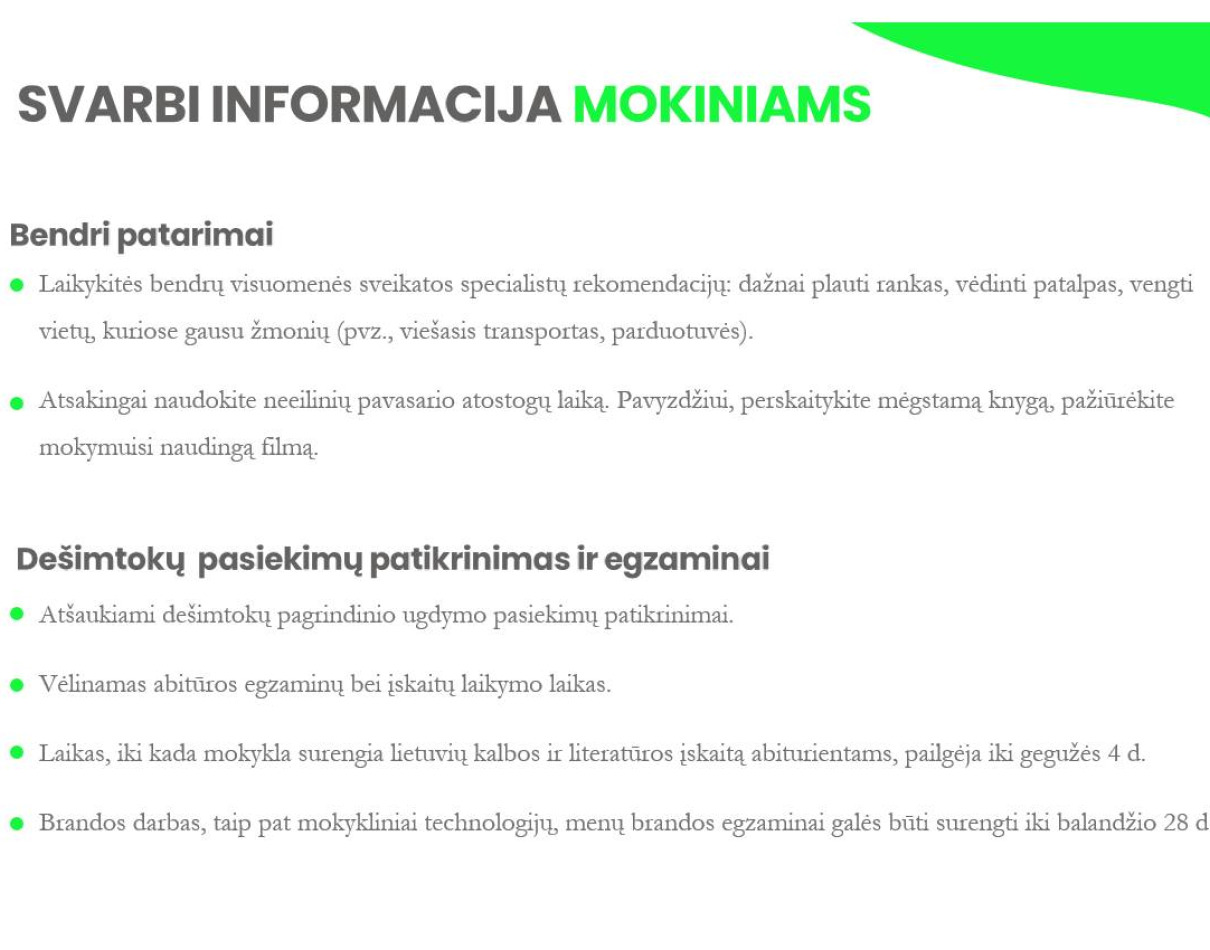 Įskaitų ir pagrindinio ugdymo pasiekimų patikrinimų pakeitimai