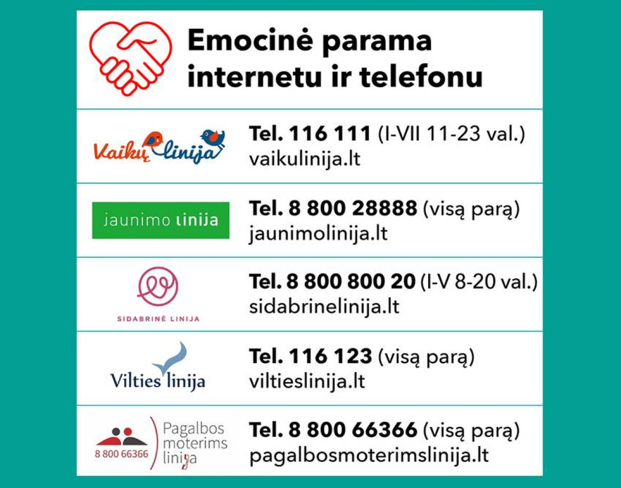 Emocinė parama internetu ir telefonu